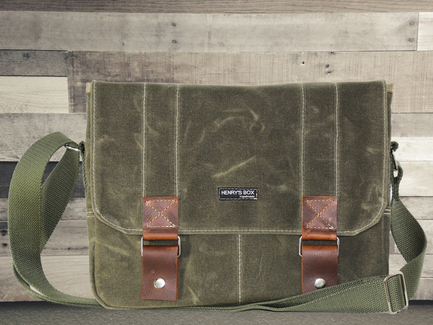 Heavy Waxed Canvas Laptop Messenger bag cross body by HenrysBox