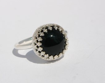 Sterling Silver Black Onyx Ring, Promise Ring, Protection Ring, Onyx Ring