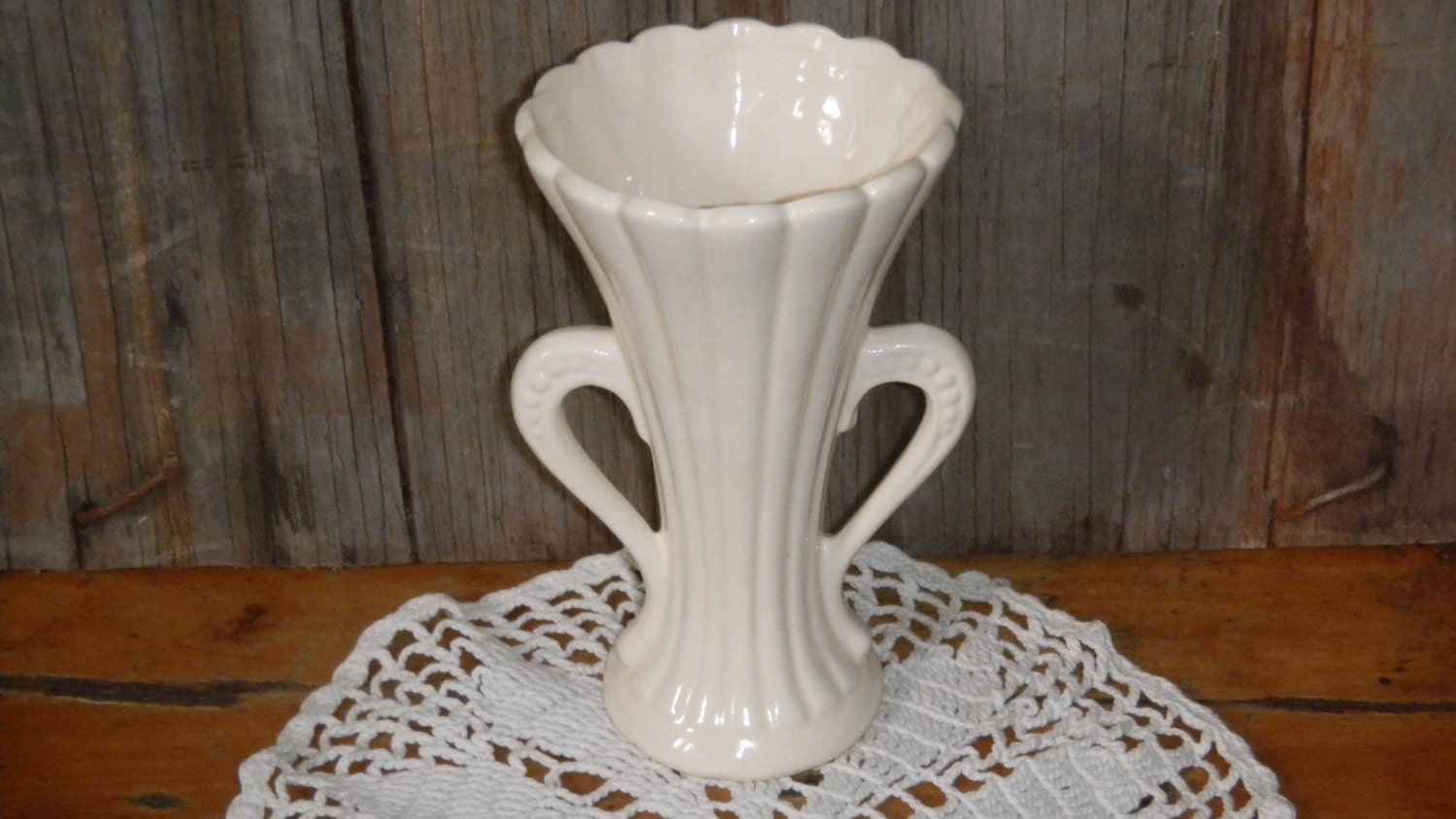 Vintage Pottery Vase Ivory Pottery Vase Ivory White Vase