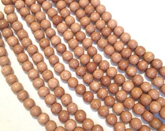 8mm Rosewood Natural Wood Beads 16 inch Strand, 50 Beads Mala Beads Rose Wood for Mala Necklaces