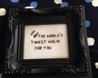 The Worlds Tiniest Violin Cross Stitch Magnet