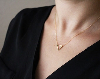 Tiny Triangle Necklace / Gold Triangle Necklace / Small Triangle Necklace / Triangle Necklace / Floating Triangle