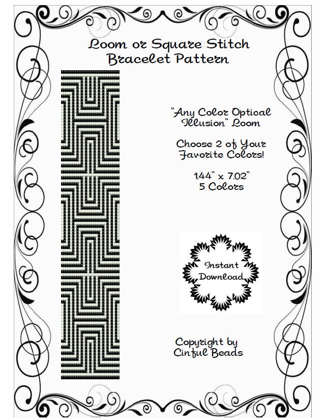 Download Loom or Square Stitch Pattern Optical Illusion Any Color