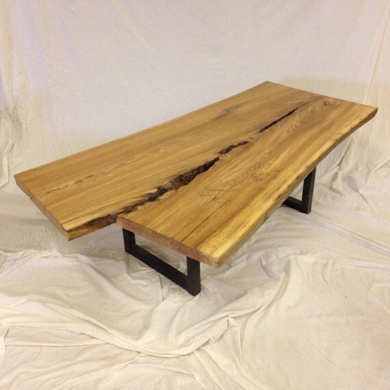 Large Live Edge Elm Slab Coffee Table by OzmaDesign on Etsy