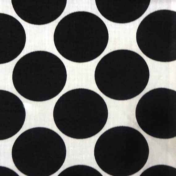 Giant Polka Dot Black on White Poly Cotton Fabric By The Full