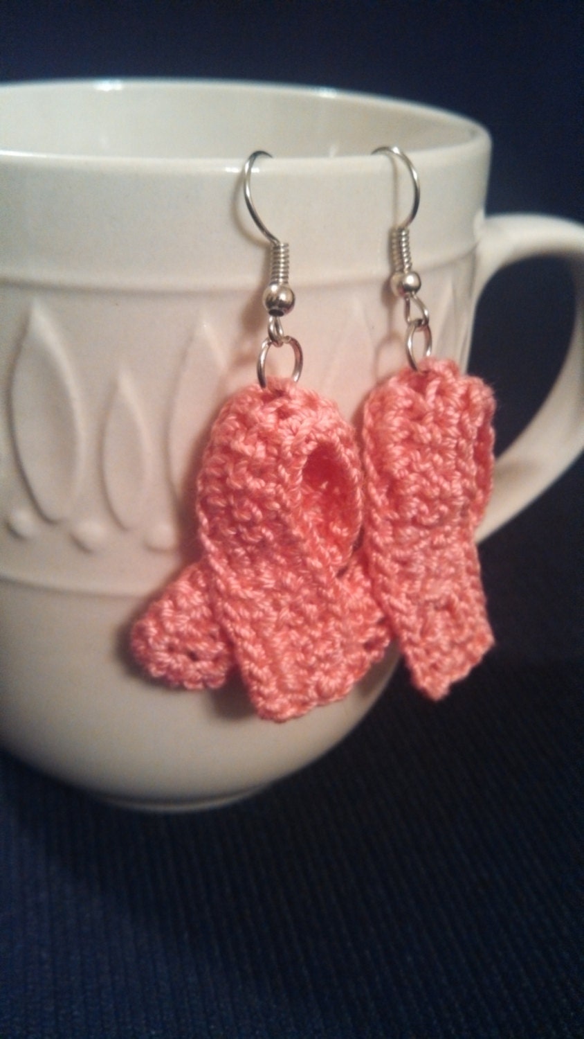 Crochet Pink Ribbon Earrings Purple Ribbon Breast Cancer