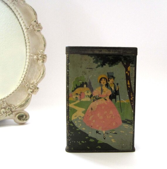 Antique Tin Box Romantic Dutch Tea Tin Vintage Tea Tin