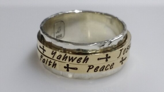 Spinner ring. Sterling silver ring with 2 custom engraved spinners. Completely customized, personalized, and unique