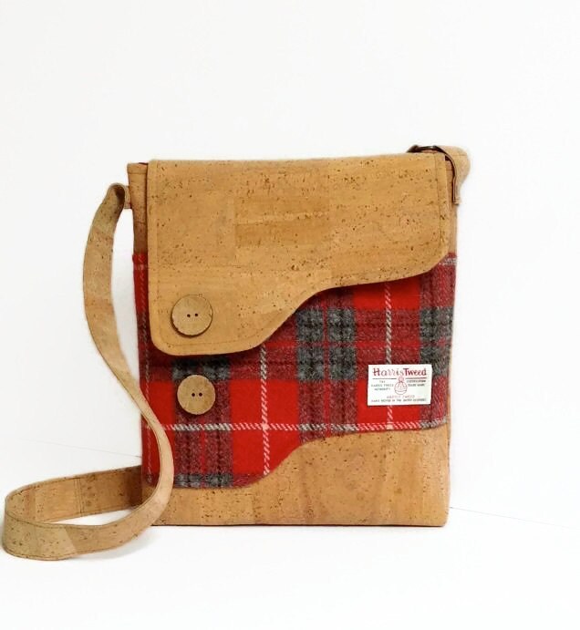 red harris tweed bag