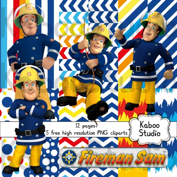 DIGITAL Fireman Sam papers cliparts clip by KabooStudioDigitals