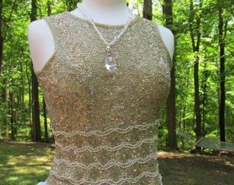 Sale - Sale -Beautiful Vintage Gold Beaded Top (Gorgeous)