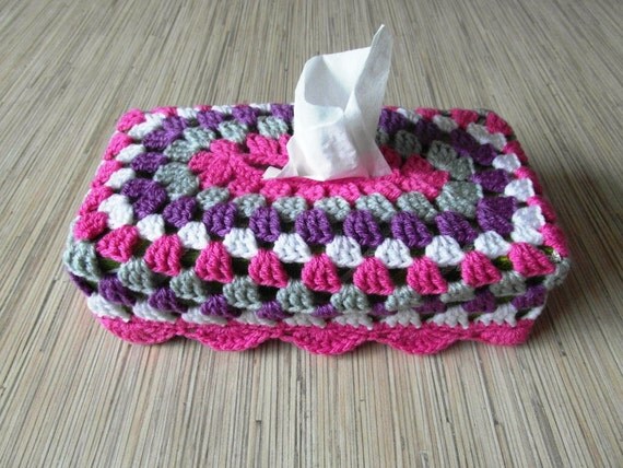 Items similar to Crochet Tissue Box Cover, Zewa and Kleenex Box Cozy ...