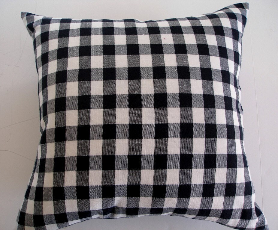 Black and White Check / Gingham Throw Pillow Cover 20 x