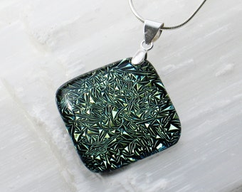 Dichroic glass pendant and sterling silver .925