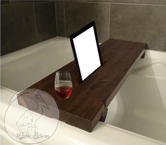 Rustic Bathtub Caddy IPad Wood Bathtub Tray Bath shelf