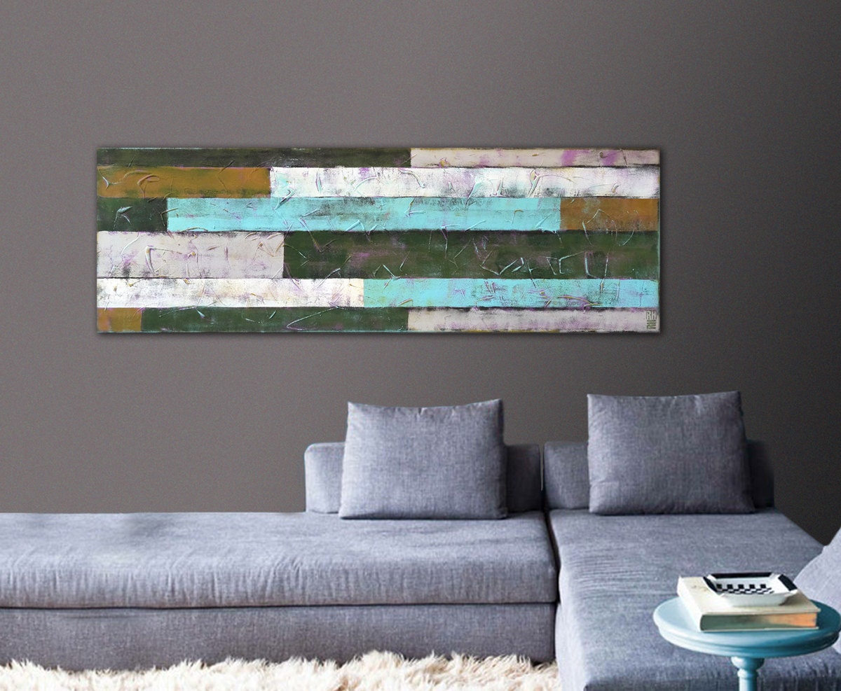 Abstract Painting Canvas Wall art Green by PanoramaPaintings