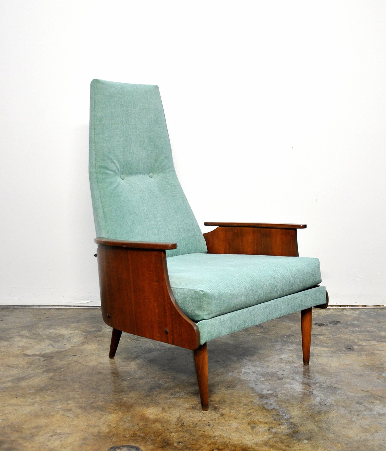 Mid-Century Modern Adrian Pearsall Craft Associates Style High-back Club Lounge Chair Vintage 
