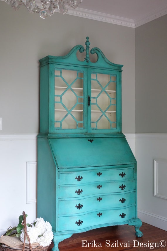 Reserved For Karyne Chippendale Hand Painted French Country Reserved For Karyne Chippendale Hand Painted French Country Cottage Chic Shabby Distressed Aqua Turquoise