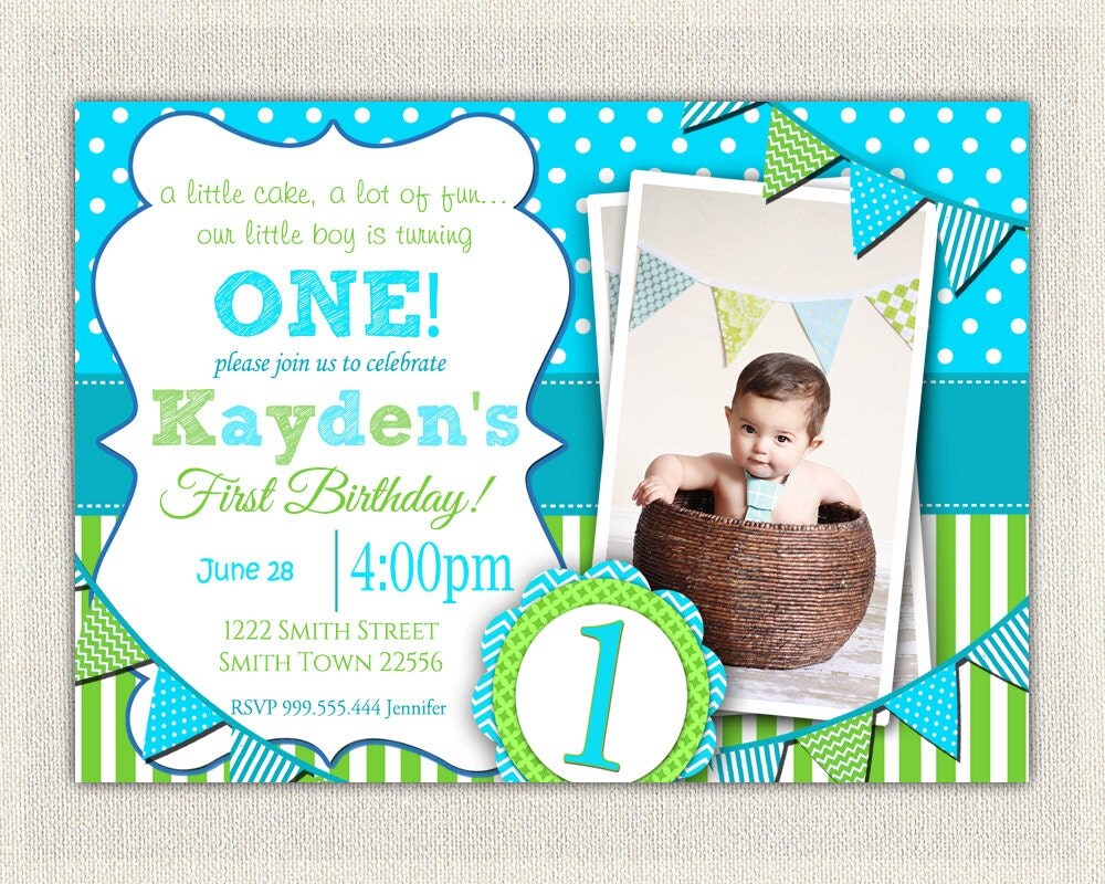 Boys 1st Birthday Invitation   Blue And By Pixieperfectparties