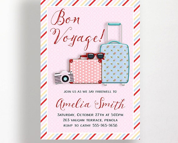 Farewell Party Invitation Bon Voyage Party Goodbye Party Pink