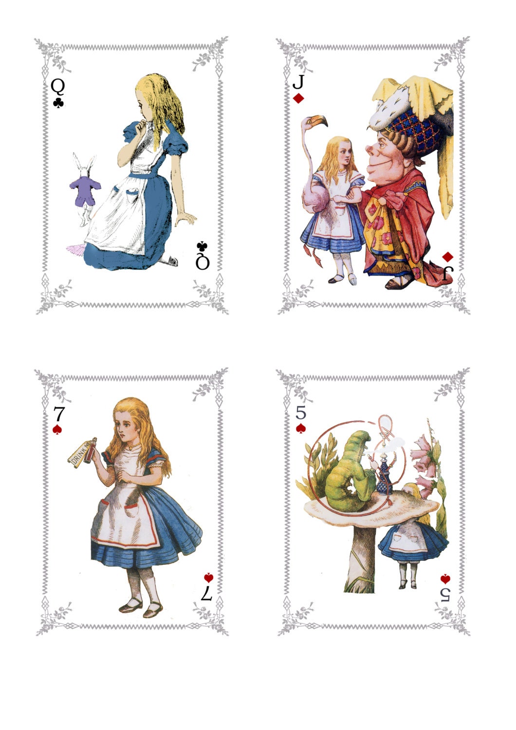 Alice in Wonderland Playing Cards Digital by DesignPrintCreate