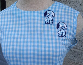 50s gingham sleeveless blouse with patch