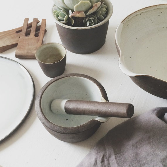 Ceramic Mortar and Pestle Handmade Pottery Mortar and Pestle