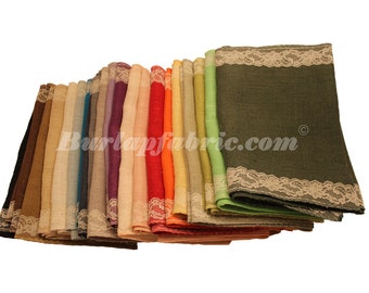 Colored Burlap Runner 14" x 90" With Ivory Lace Borders