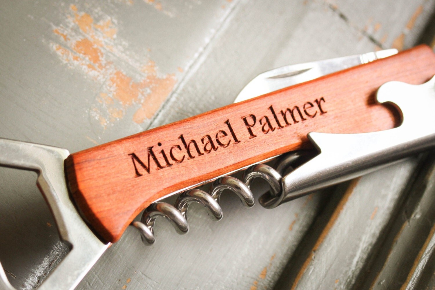Personalized Bottle Opener Custom Corkscrew Engraved