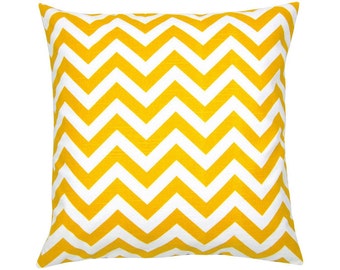 Pillow sleeve CHEVRON stripe linen optic 50 x 50 cm yellow white zigzag