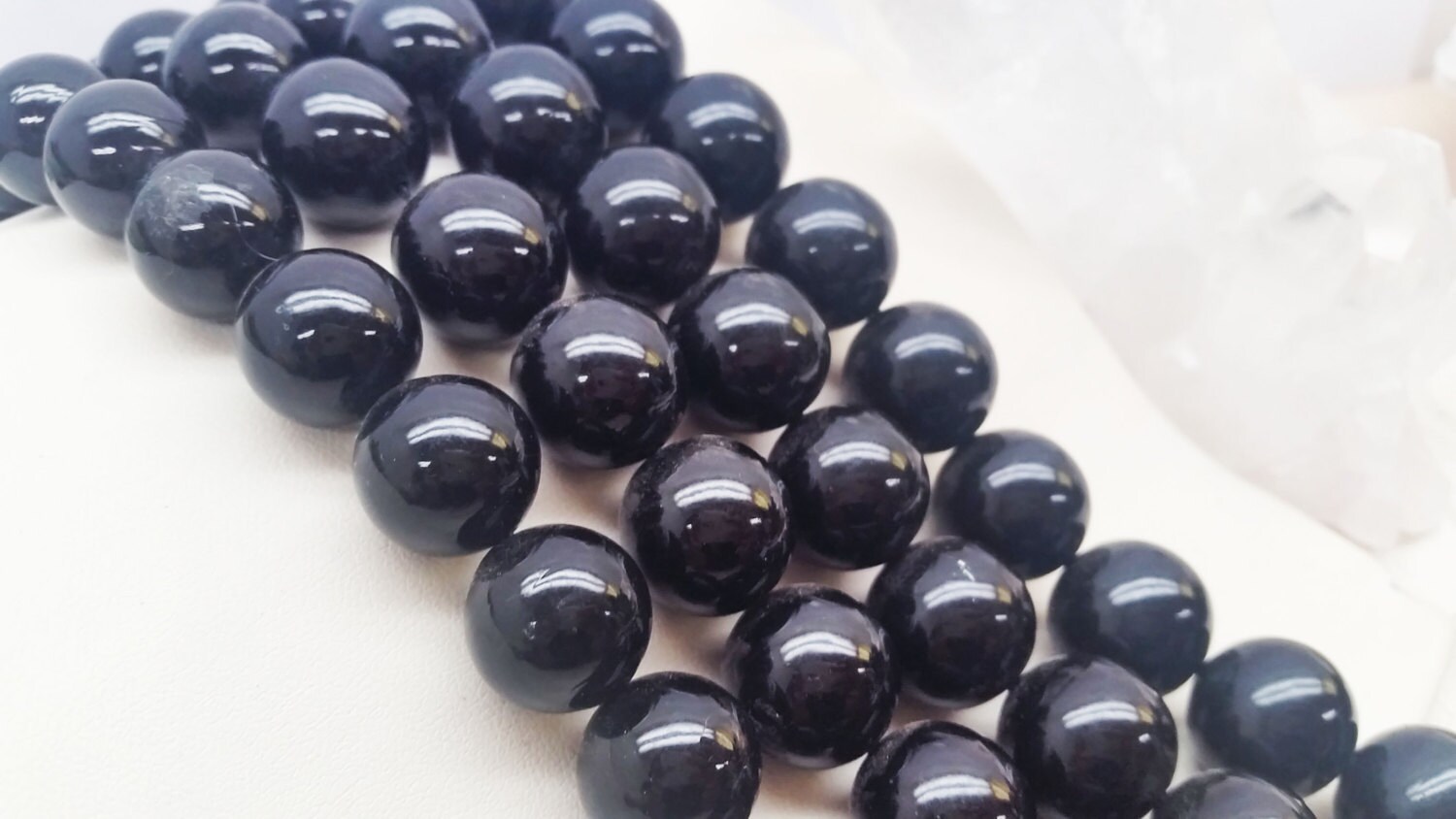 Vintage black Coral Round Beads 11mm & 15mm