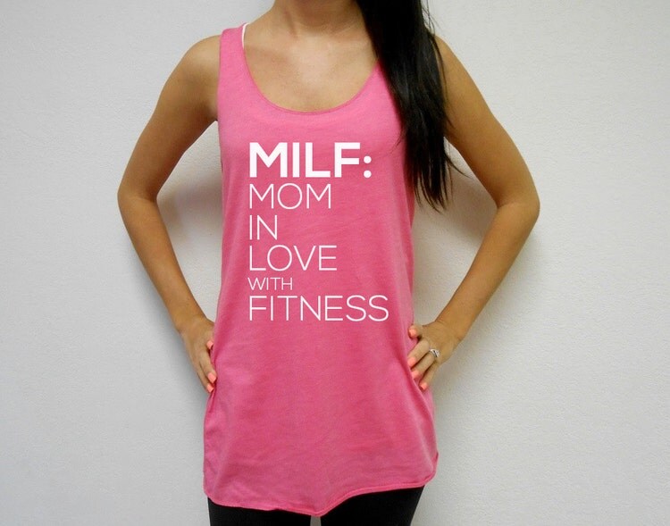 Eco Milf Mom In Love with Fitness Tank Top. by StrongGirlClothing