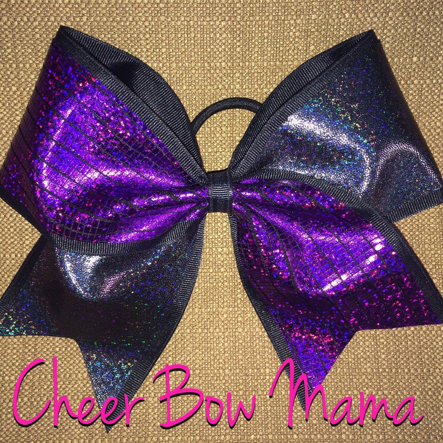 Purple & Black Holographic Cheer Bow