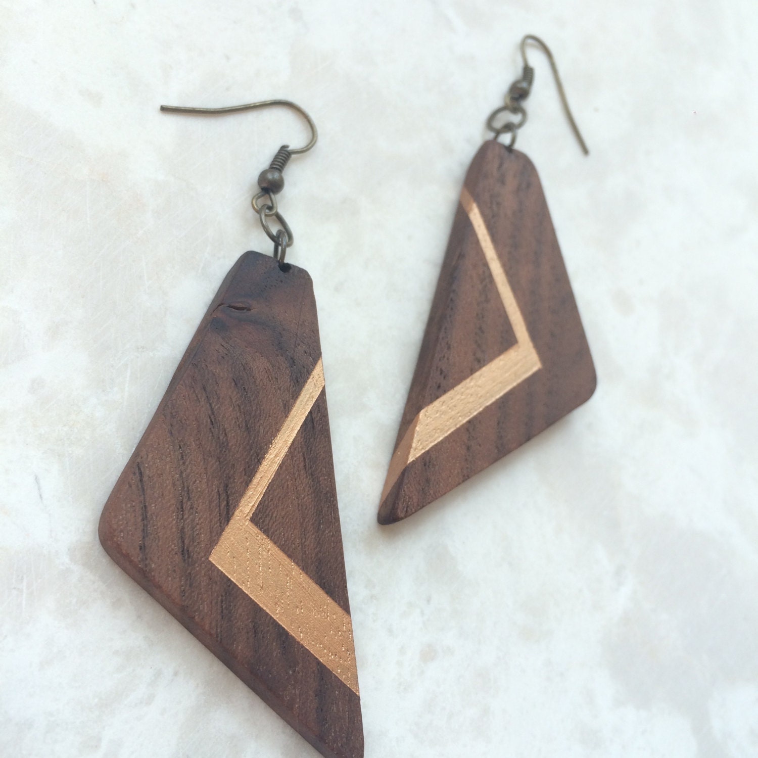 Large Dangle Wood Earrings Modern Earrings Unique