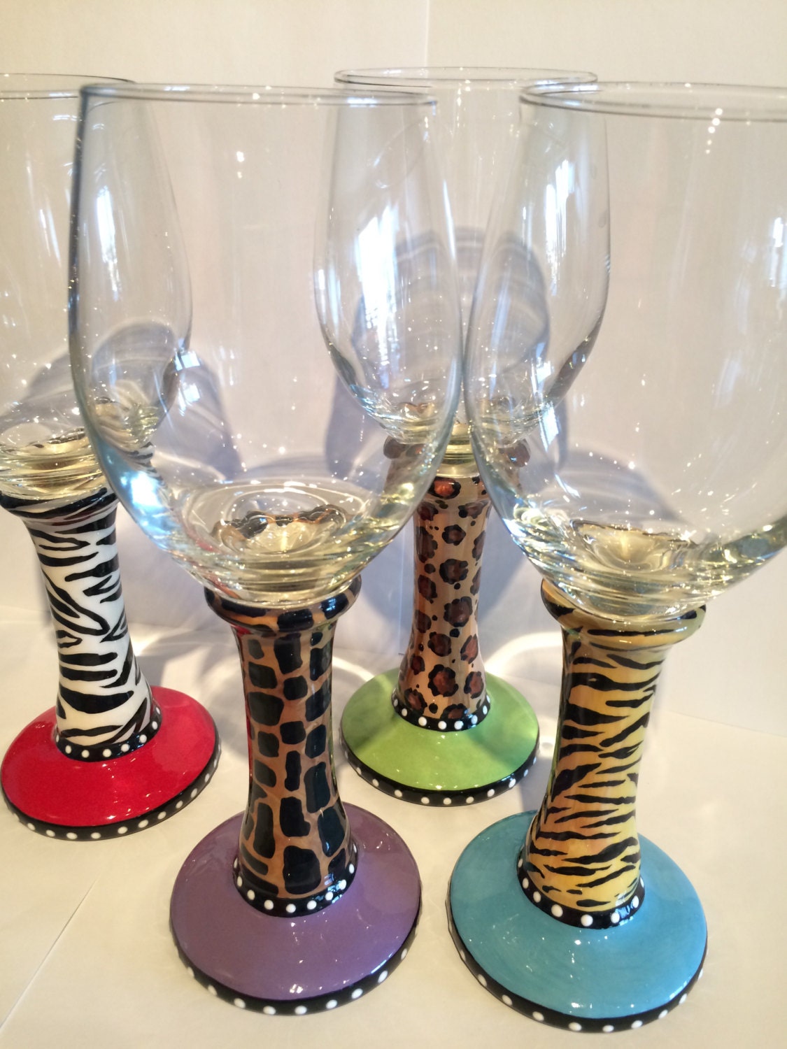 Ceramic animal print wine stem glasses by SheilasCeramics on Etsy