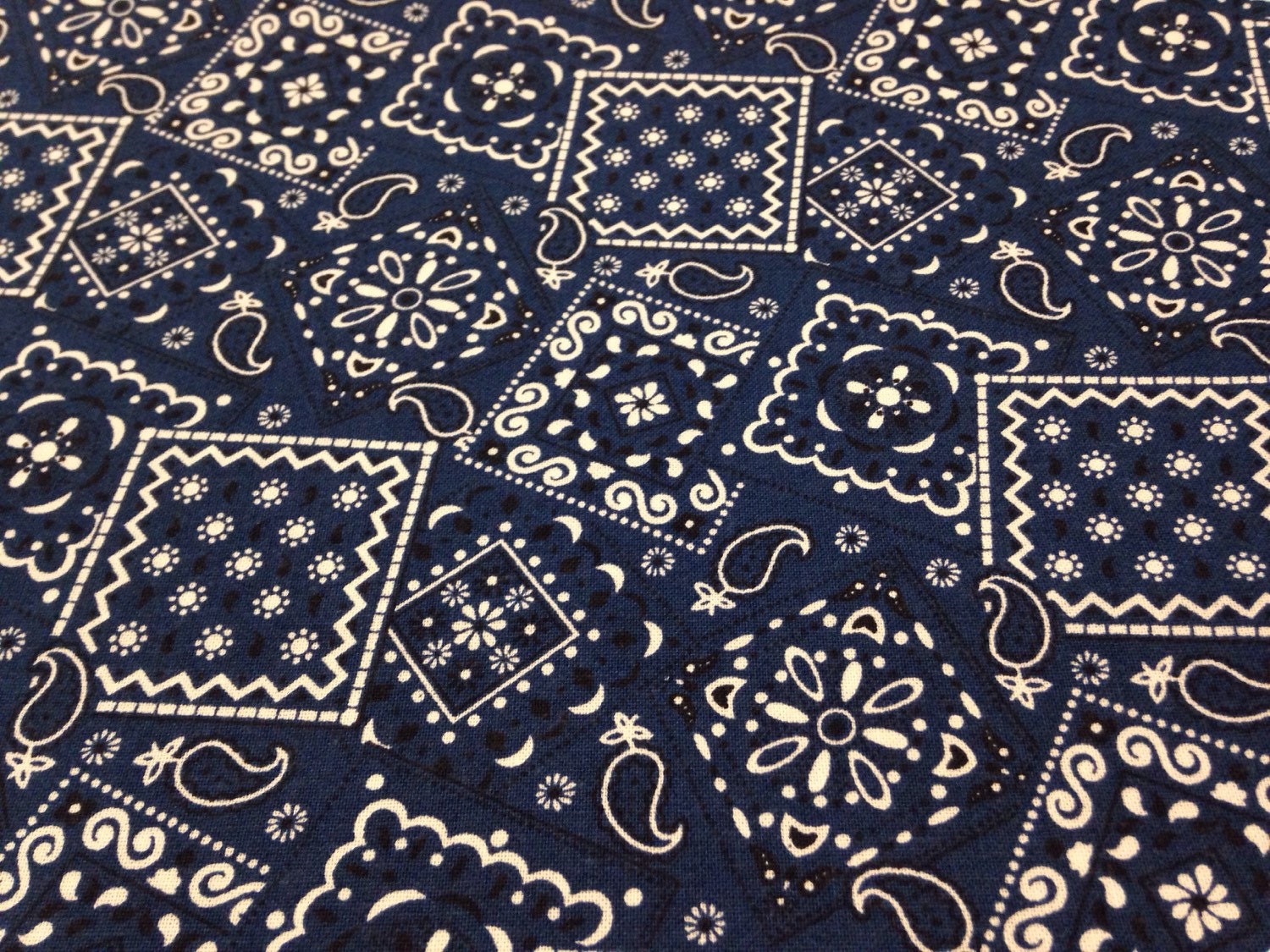 Navy Blue Bandana Print Cotton Fabric by on Etsy