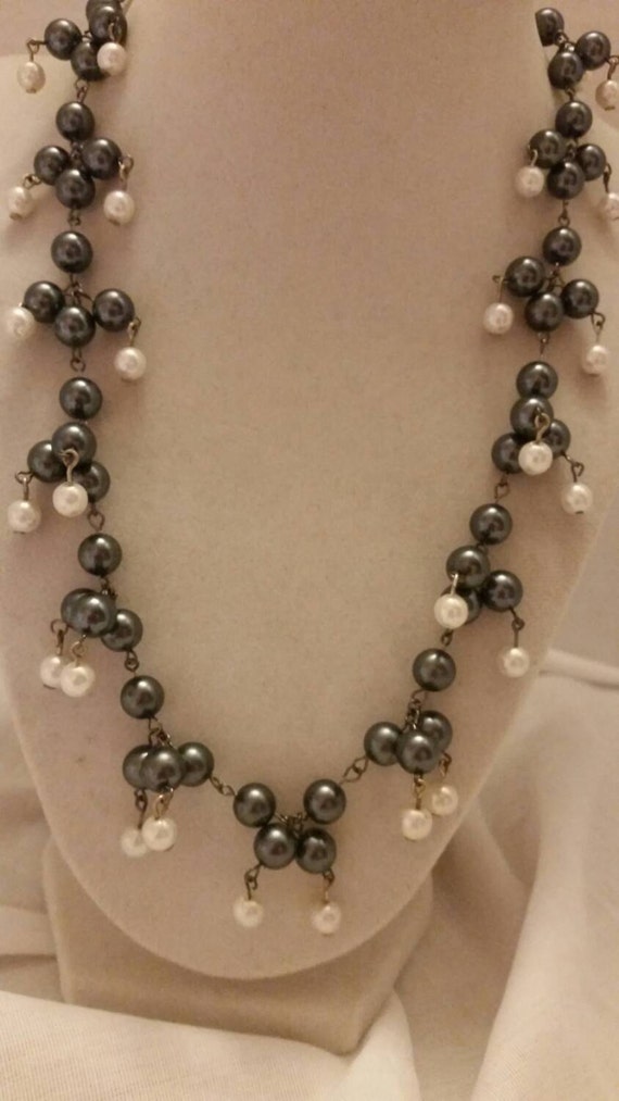 Items similar to Pearl Necklace Pearl Clusters Necklace Statement ...