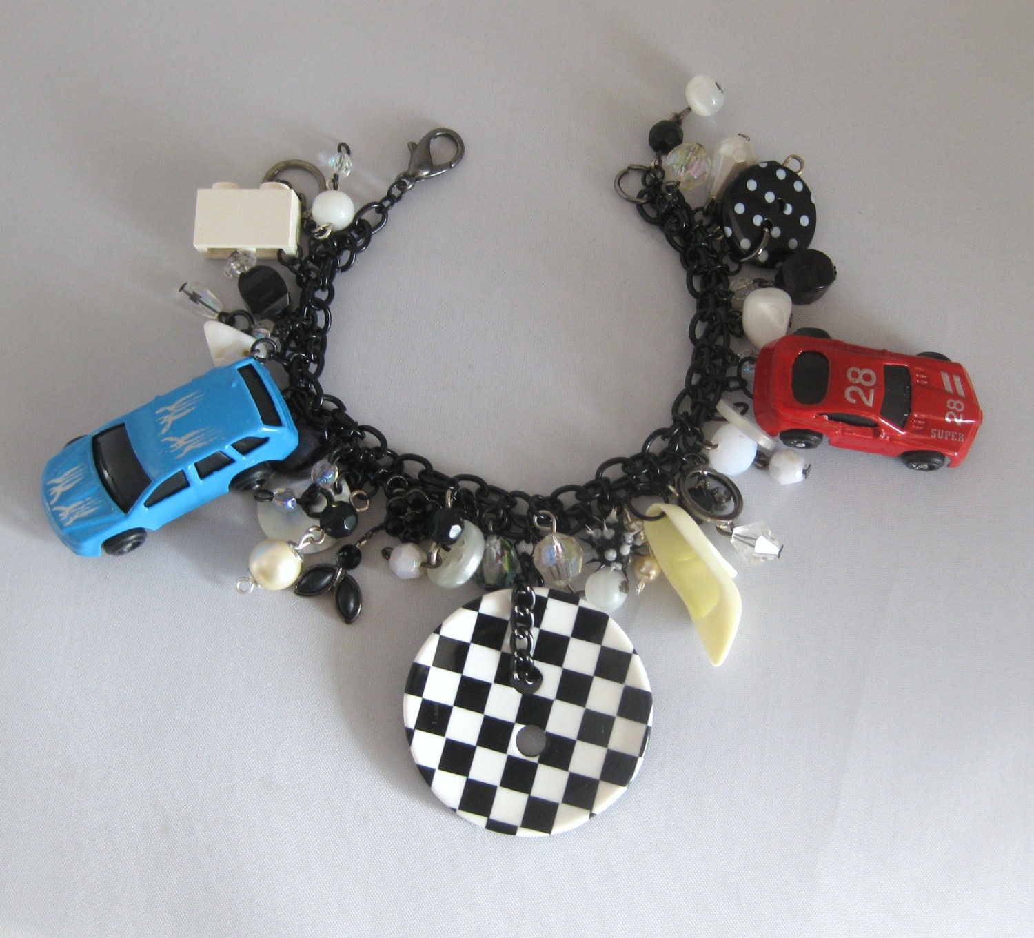 Race-car Charm Bracelet. Car Charm Bracelet. by WristActionDesigns