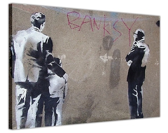 Banksy Art Critic Stencil Wall Mural On Canvas Pictures Wall Art Prints Photos Framed Poster Graffiti Artwork Size: 30" X 20" (76CM X 50CM)