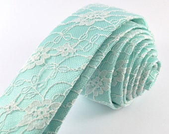 Mint Tie, Mint Lace Necktie, Mint Wedding, Mint to Be, Lace Tie, Mint Green Necktie, Summer Wedding Tie, Men's Tie, Women's Tie, Skinny Tie