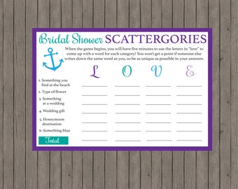 bridal scattergories questions