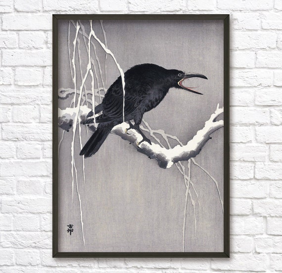 Japanese Raven Wall Art Poster 14 Oriental Home by QuantumPrints
