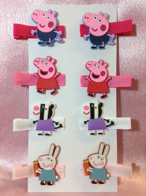 Peppa Pig Ribbon Covered Hair Clips 4 Pairs by
