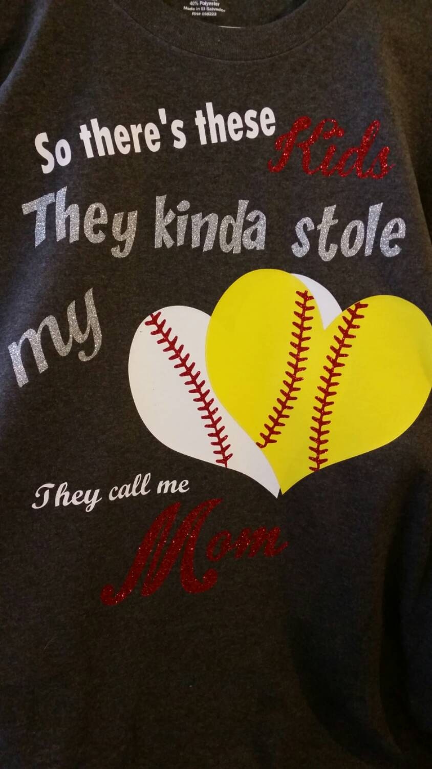 Baseball Softball Mom stole heart glitter shirtFREE SHIPPING