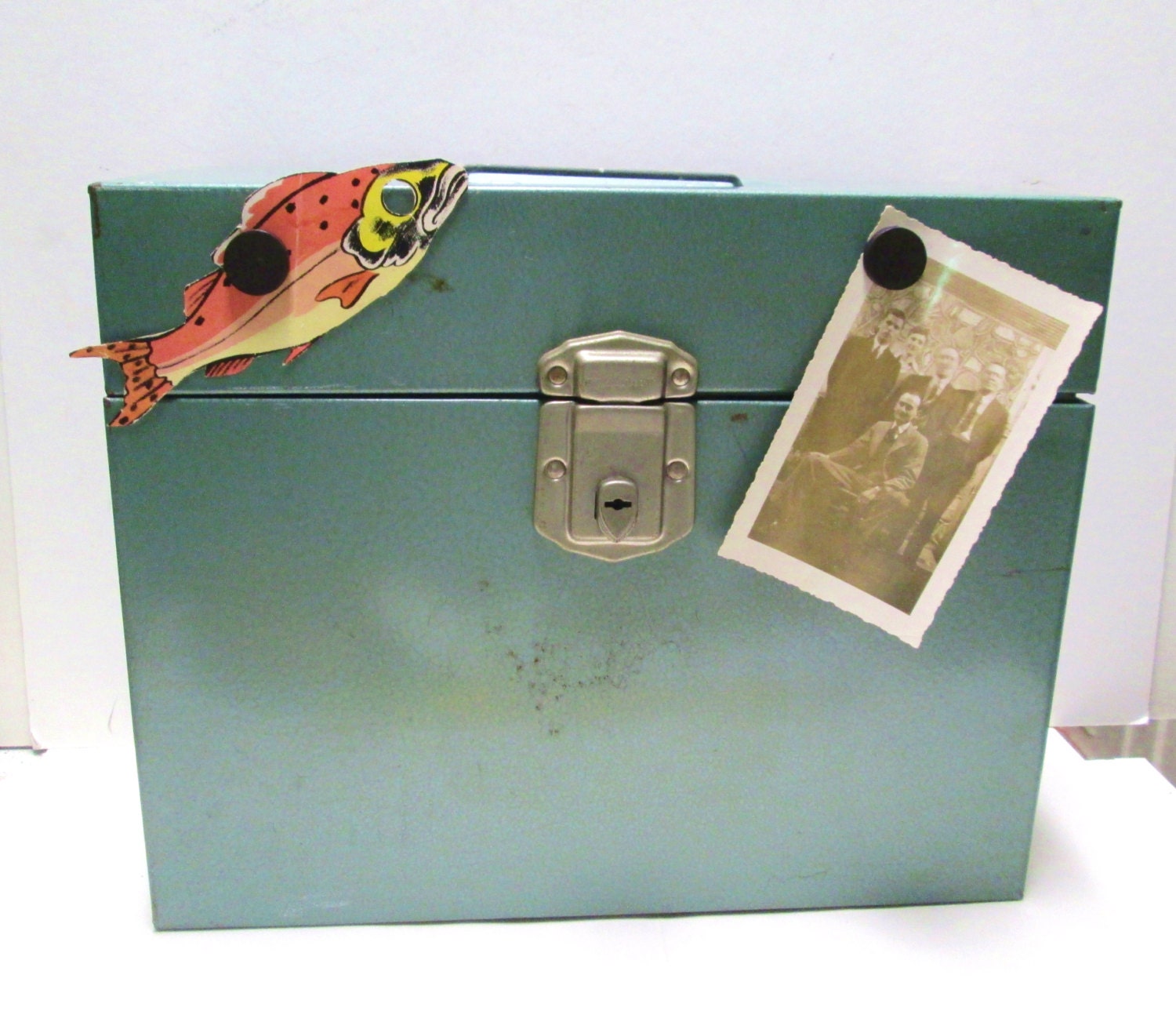 Antique Case File Folder Vintage Metal File Box Green Porta-File Folder Box Steel Industrial ...