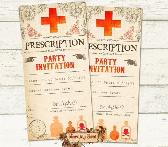 Printable Invitations Prescription invitation Halloween party