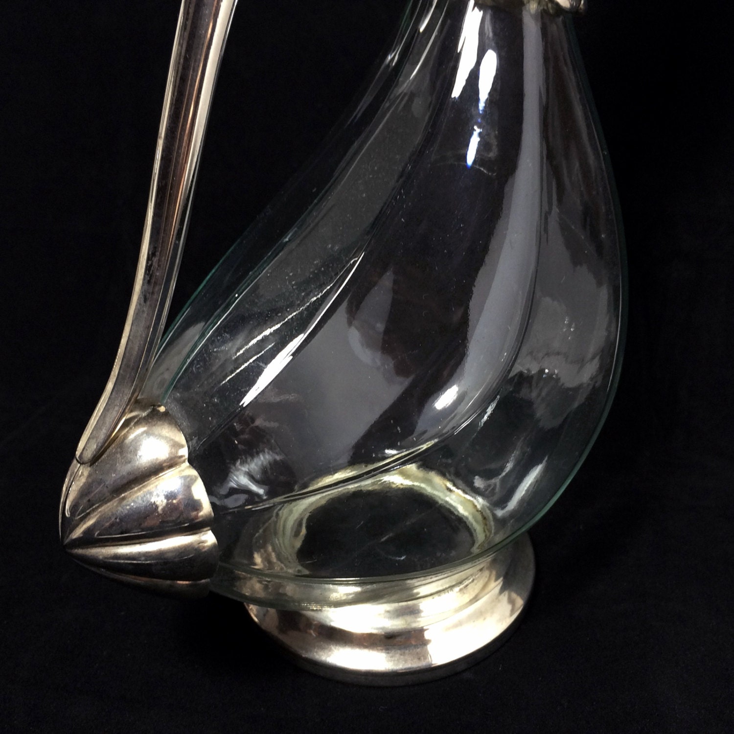 Vintage Duck Decanter with Silver Plated Spout and Handle