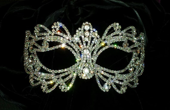 Rhinestone Crystal Masquerade Mask/Masquerade by BingCheri on Etsy