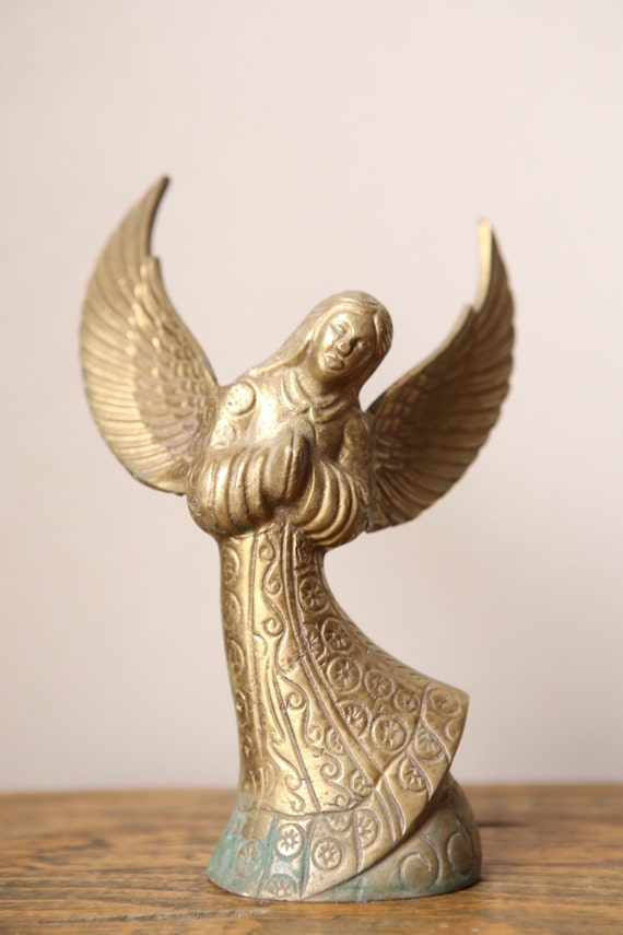 Vintage Brass Praying Angel candle holder made by Antiquesbymimis