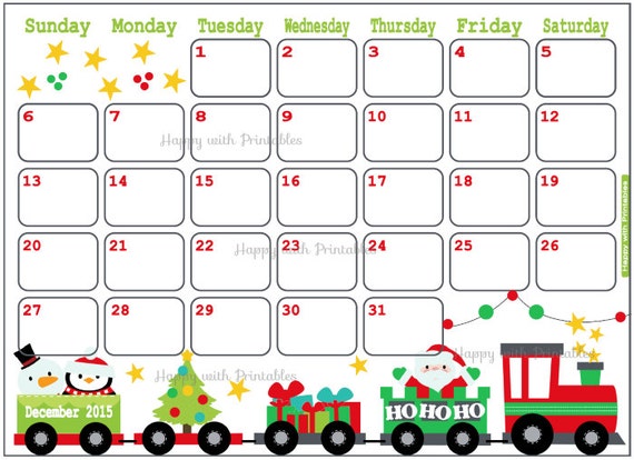 Items similar to SALE 50% OFF Calendar December 2015 Printable ...